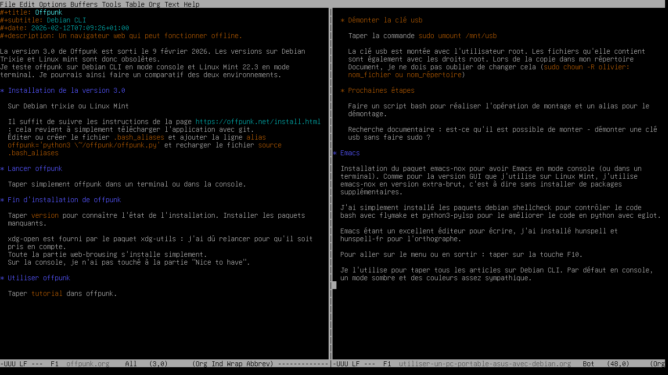 Emacs dans une console